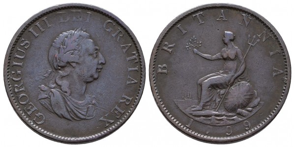 Gran Bretaña. 1/2 penny. 1799