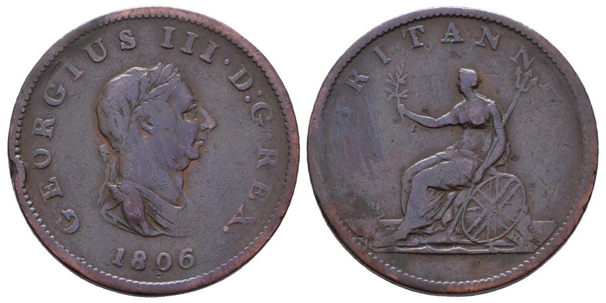 Gran Bretaña. 1/2 penny. 1806