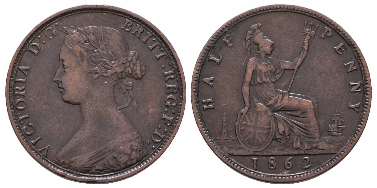 Gran Bretaña. 1/2 penny. 1862