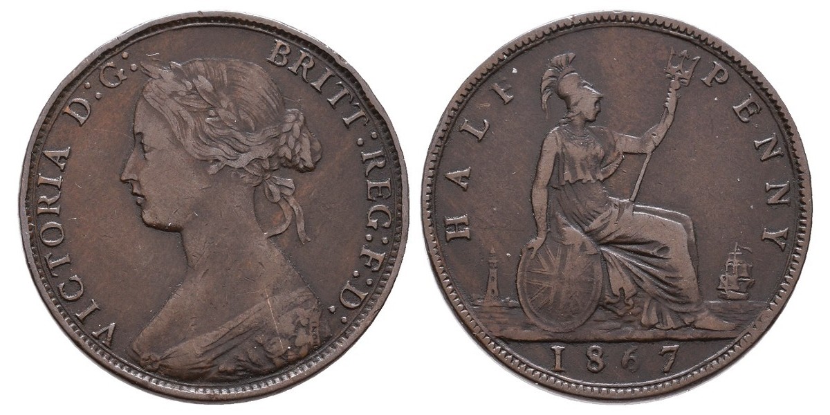 Gran Bretaña. 1/2 penny. 1867