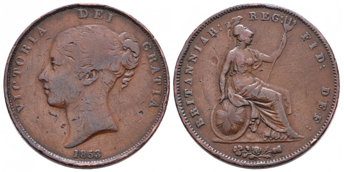 Gran Bretaña. 1 penny. 1853