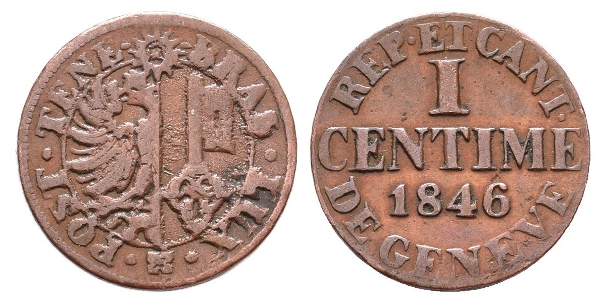 Suiza. 1 centime. 1846. Ginebra