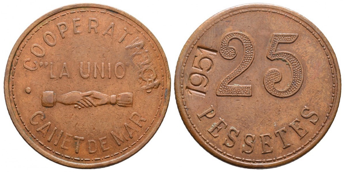 La Unio Canet de Mar. 25 pesetas. 1951