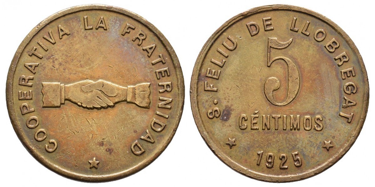 San Filiu de Llobrega. 5 céntimos. 1925