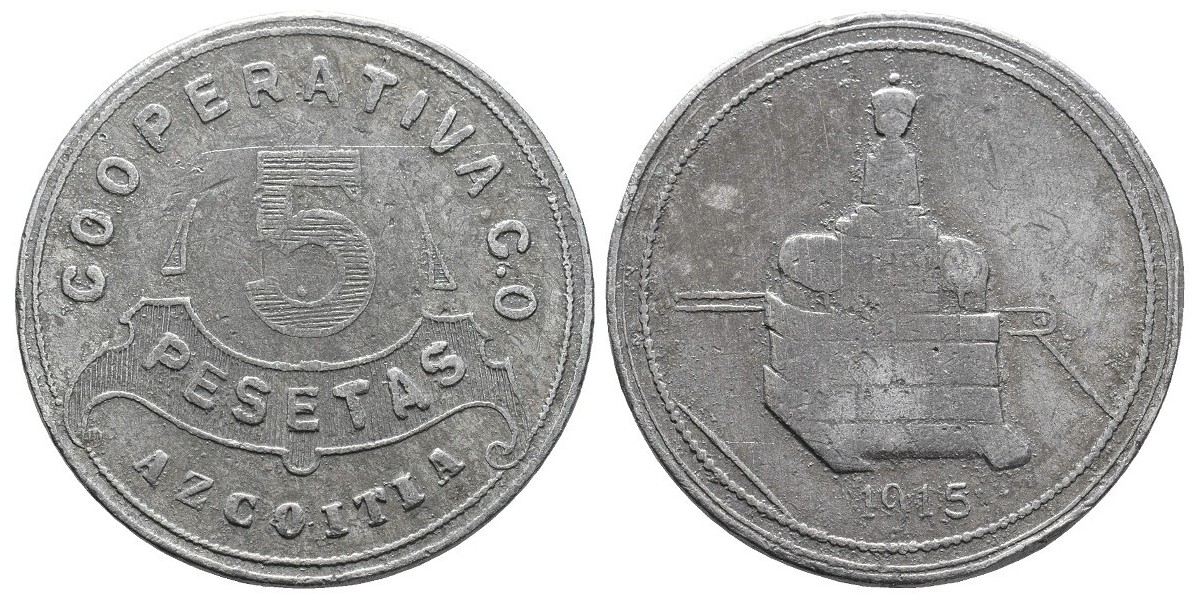 Azcoitia. 5 pesetas. 1915