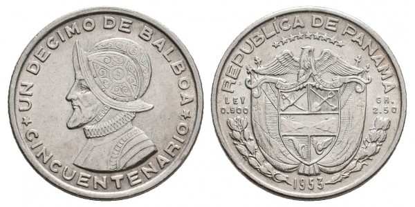 Panamá. 1/10 balboa. 1953