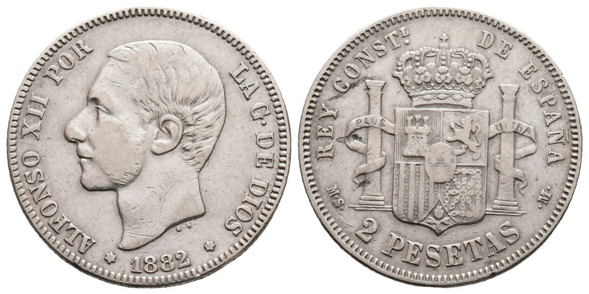 Alfonso XII. 2 pesetas. 1882/1*18-82. Madrid