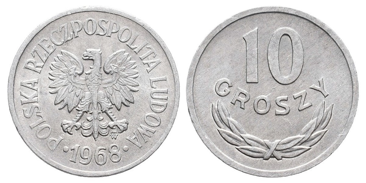 Polonia. 10 groszy. 1968