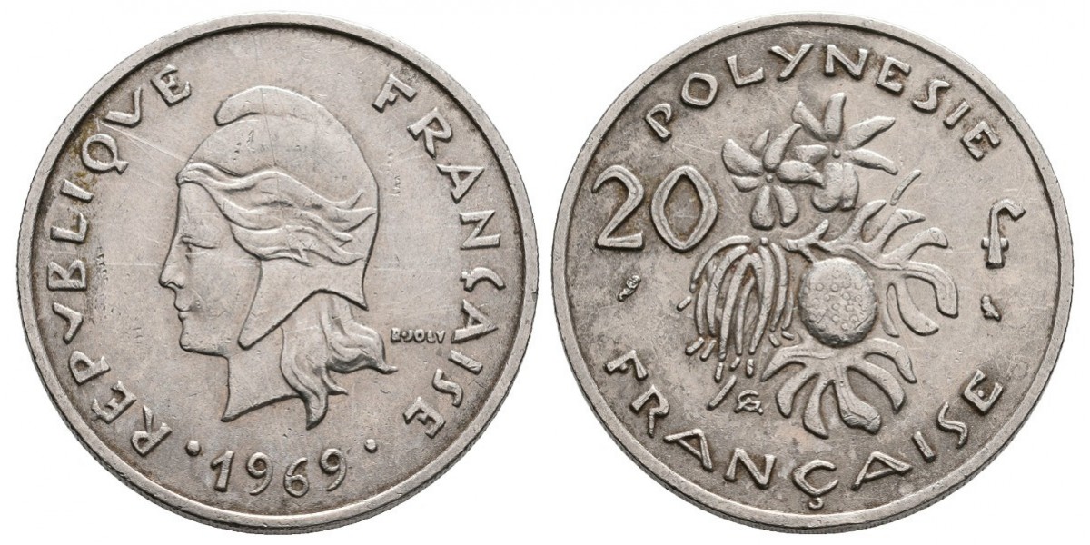 Polynesia Francesa. 20 francs. 1969