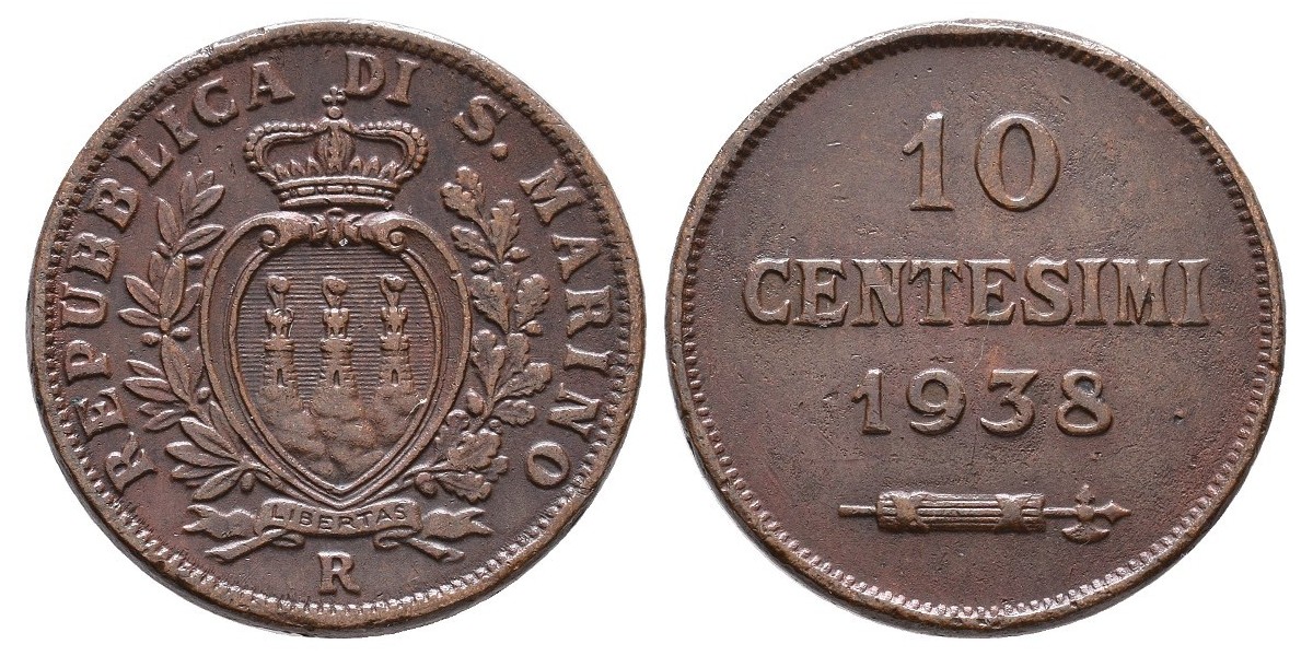 San Marino. 10 centesimi. 1938