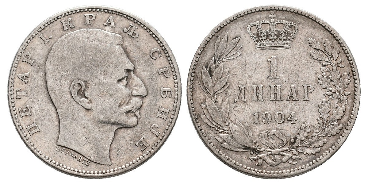 Serbia. 1 dinar. 1904