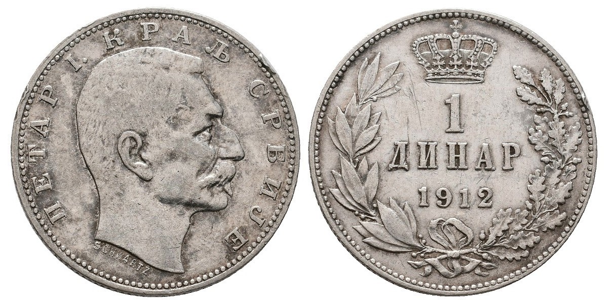 Serbia. 1 dinar. 1912