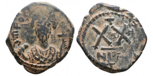 Focas. 1/2 follis. 602-610 d.C.. Nicomedia