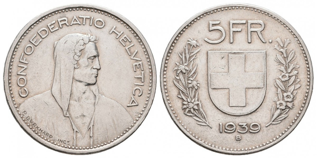 Suiza. 5 francs. 1939
