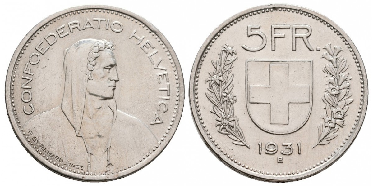 Suiza. 5 francs. 1931