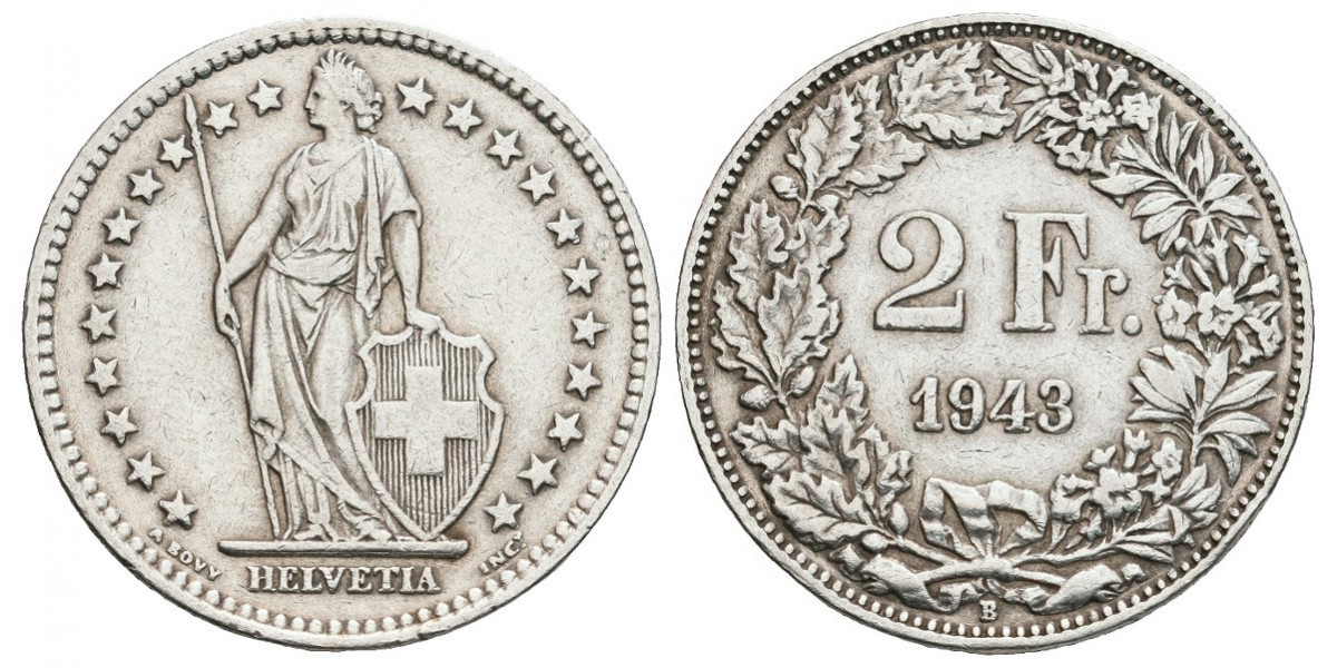 Suiza. 2 francs. 1943