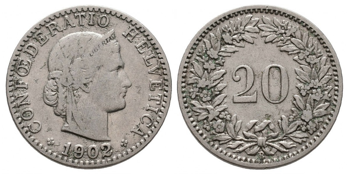 Suiza. 20 rappen. 1902