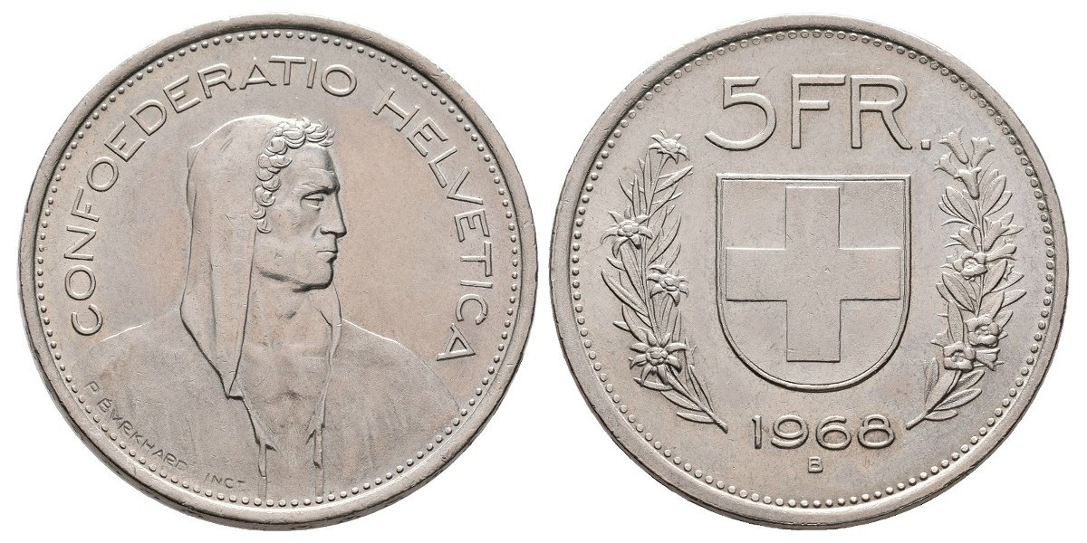 Suiza. 5 francs. 1968
