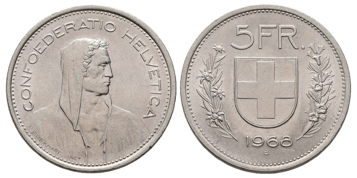 Suiza. 5 francs. 1968