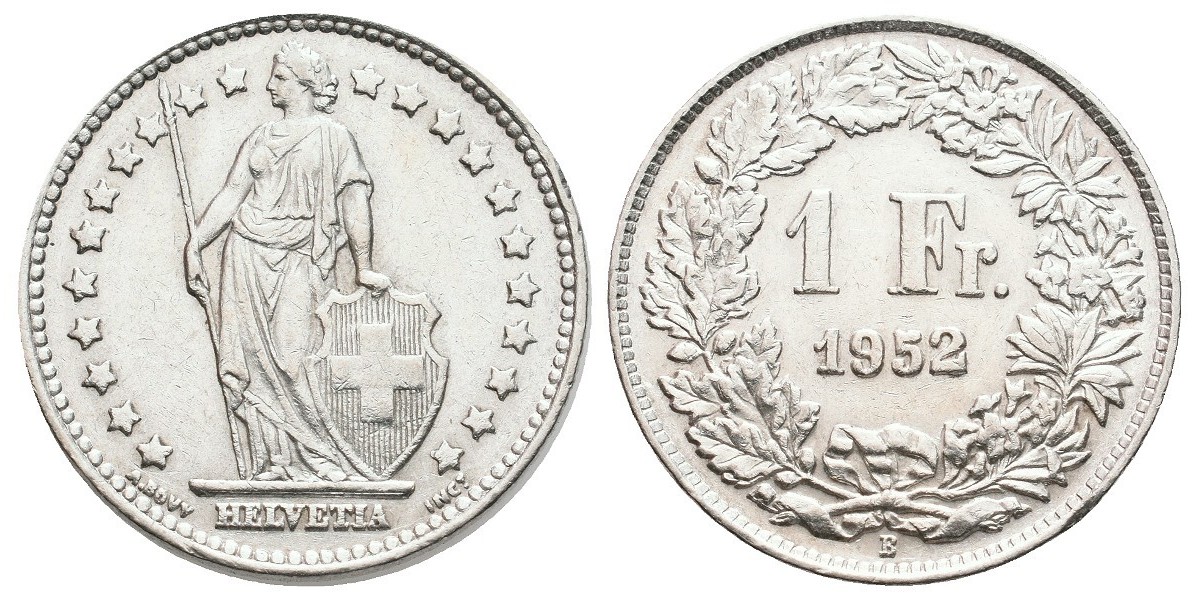 Suiza. 1 franc. 1952