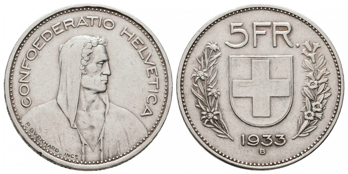 Suiza. 5 francs. 1933