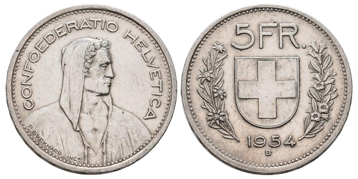 Suiza. 5 francs. 1954