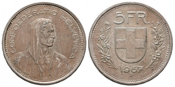 Suiza. 5 francs. 1967