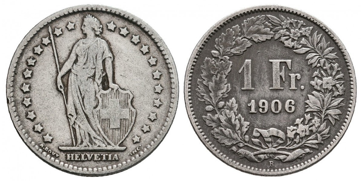 Suiza. 1 franc. 1906