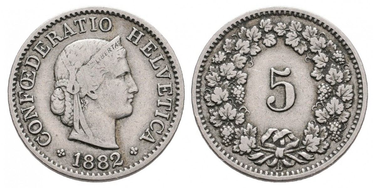 Suiza. 5 rappen. 1882