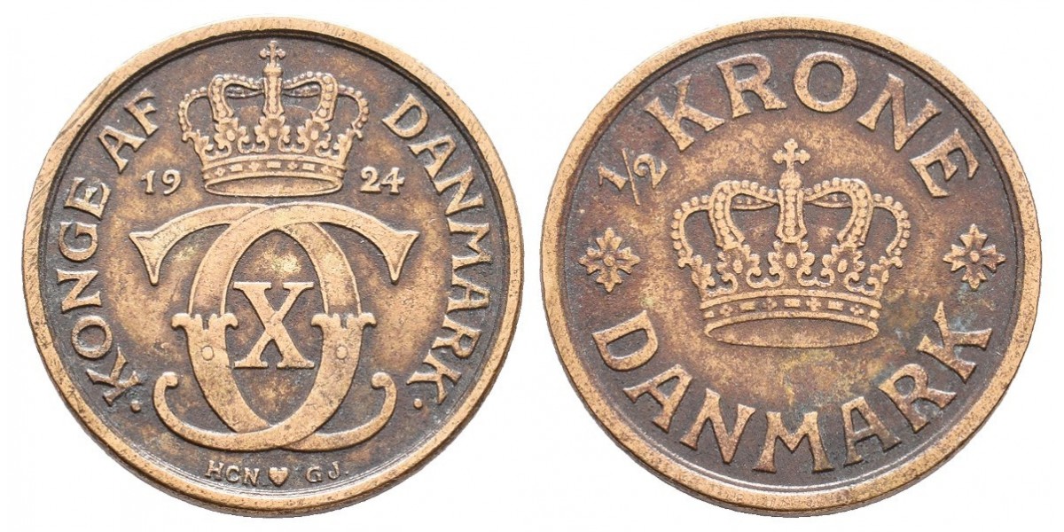 Dinamarca. 0.5 krone. 1924