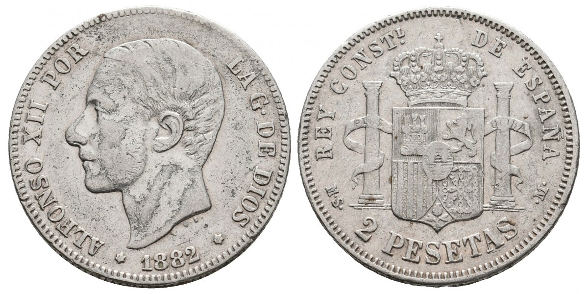 Alfonso XII. 2 pesetas. 1882. Madrid