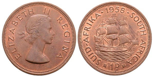 South Africa. 1 penny. 1958
