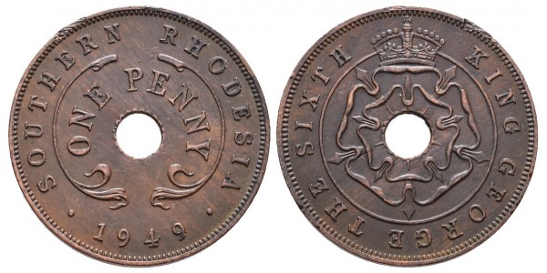 South Rhodesia. 1 penny. 1949