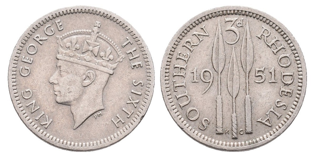 South Rhodesia. 3 pence. 1951
