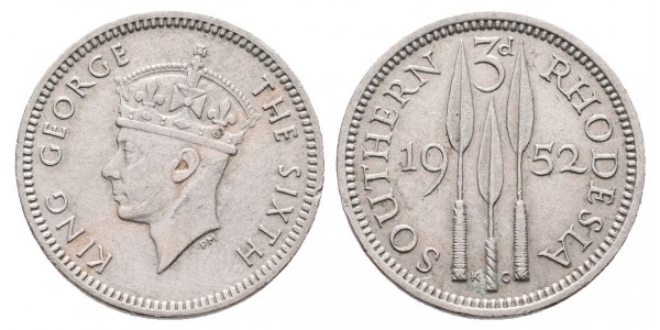 South Rhodesia. 3 pence. 1952
