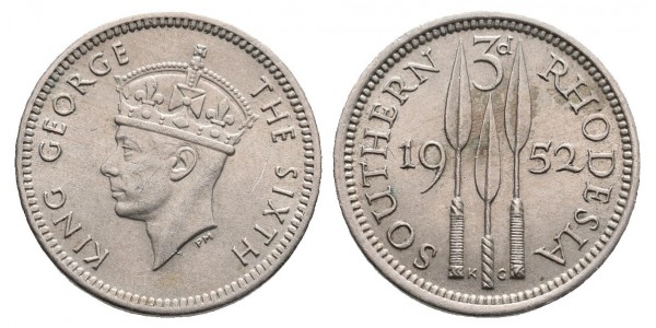 South Rhodesia. 3 pence. 1952