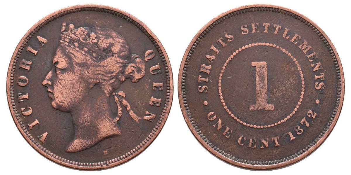 Straits Settlements. 1 cent. 1872 H
