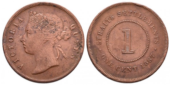 Straits Settlements. 1 cent. 1887