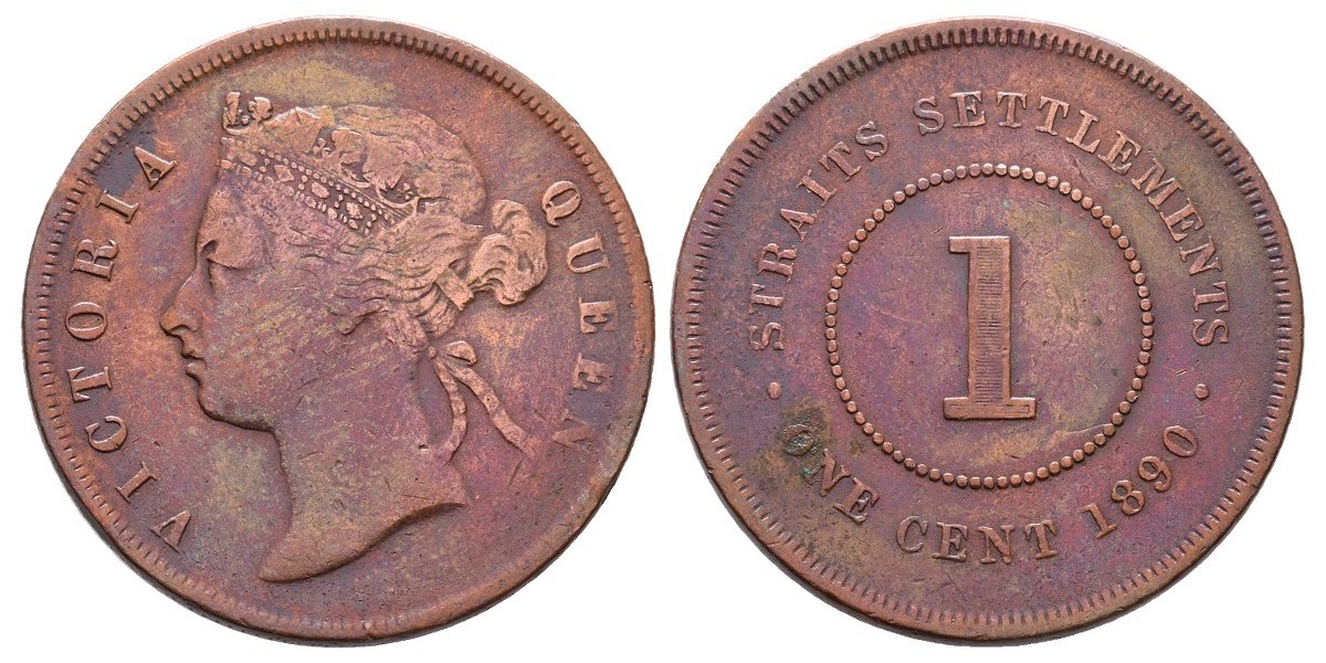 Straits Settlements. 1 cent. 1890