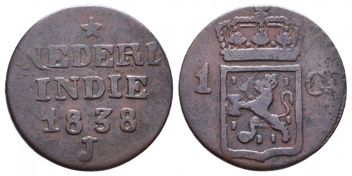 India Holandesa. 1 duit. 1838 J