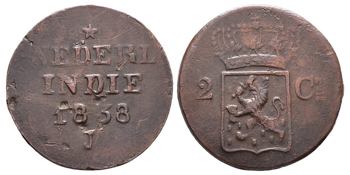 India Holandesa. 2 doble duit. 1838 J