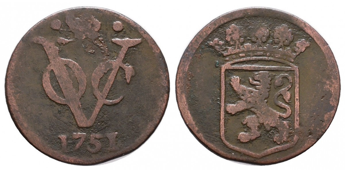 India Holandesa. 1 duit. 1751