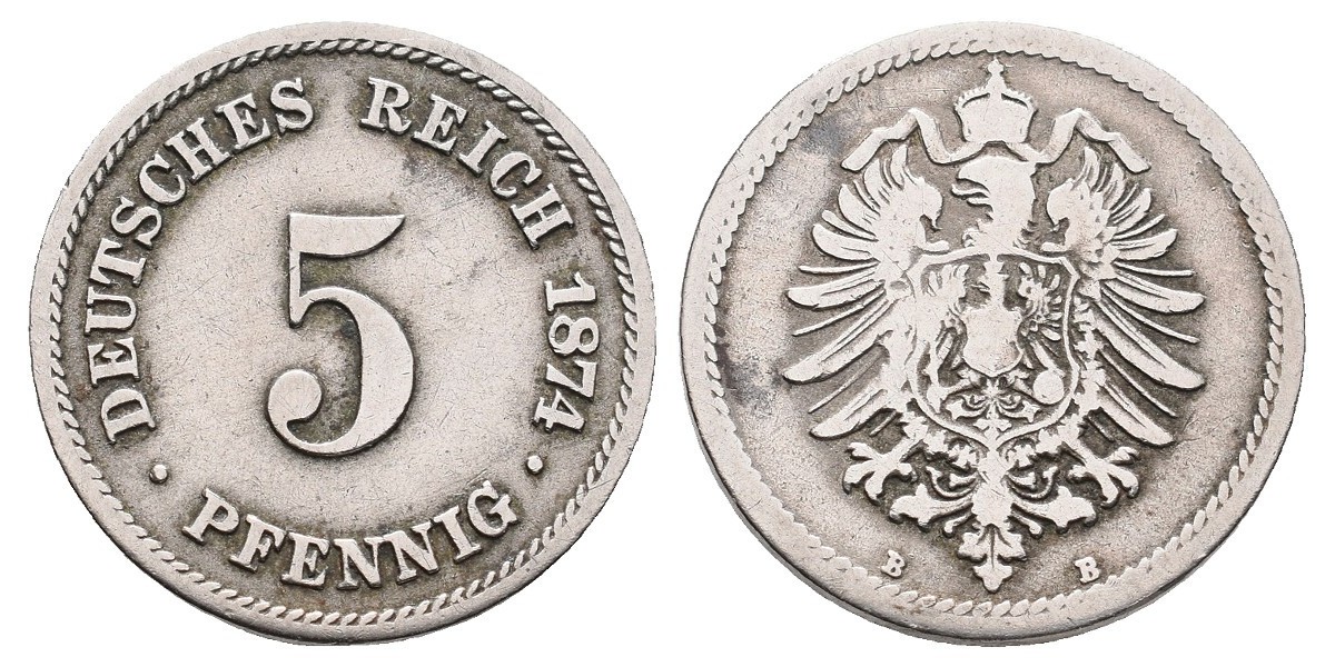 Alemania. 5 pfennig. 1874 B