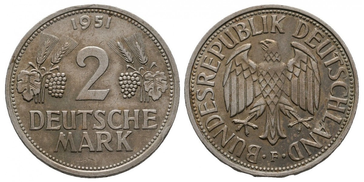 Alemania. 2 mark. 1951 F