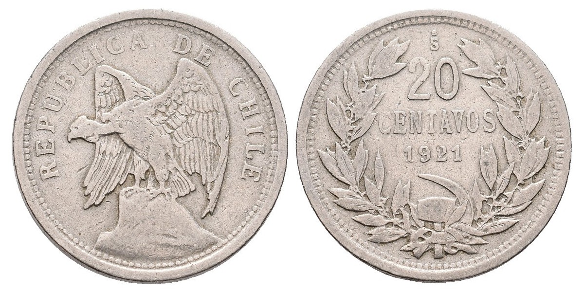 Chile. 20 centavos. 1921