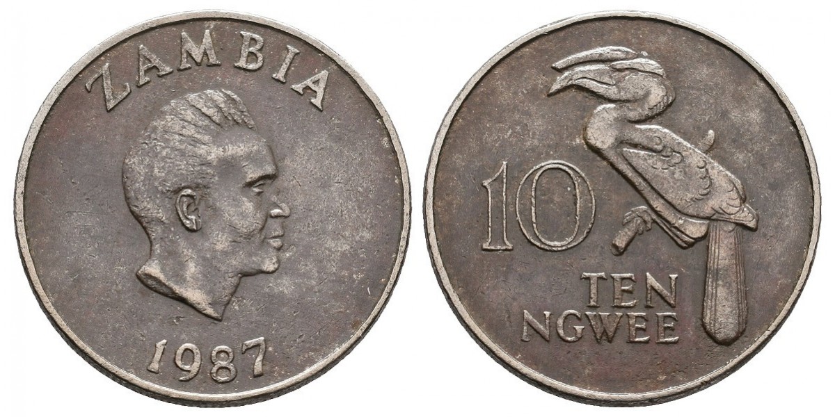 Zambia. 10 ngwee. 1987
