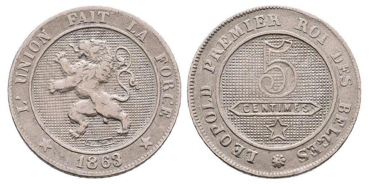 Bélgica. 5 cents. 1863