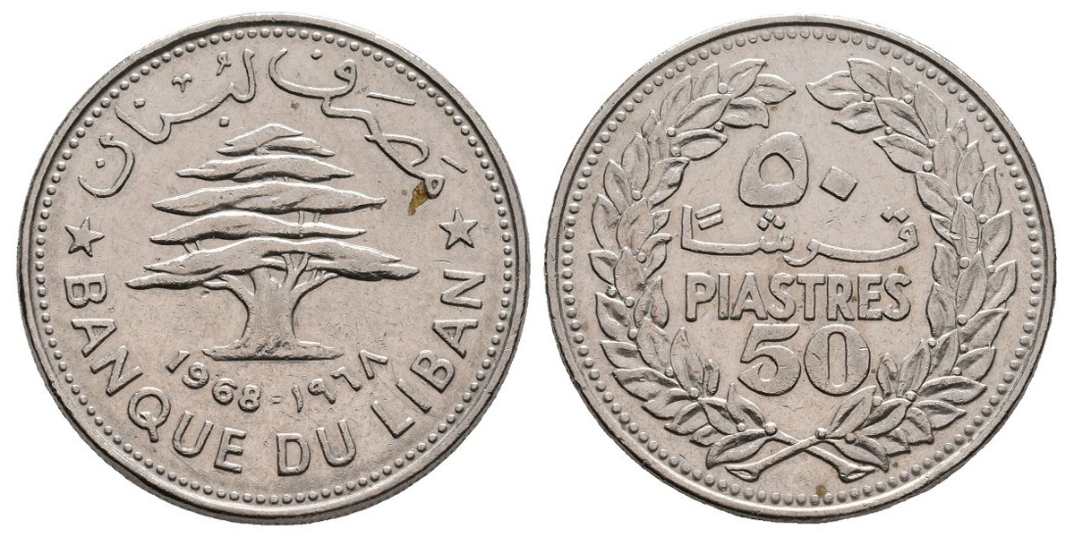 Líbano. 50 piastres. 1968