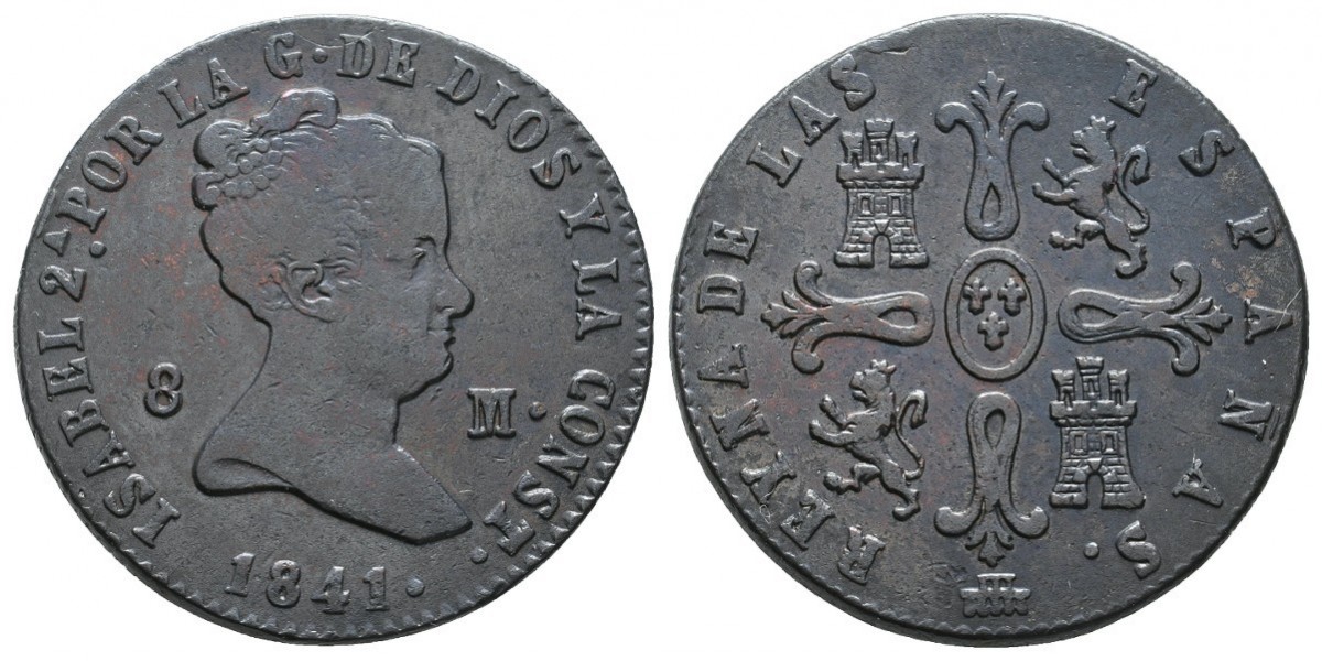 Isabel II. 8 maravedís. 1841. Segovia