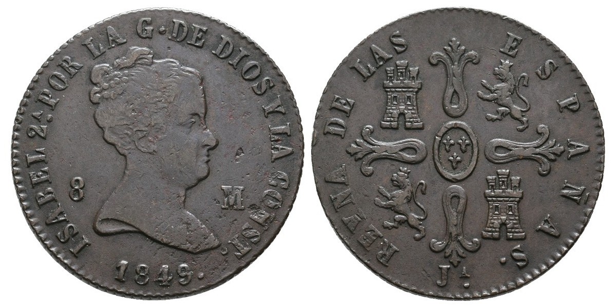 Isabel II. 8 maravedís. 1849. Jubia